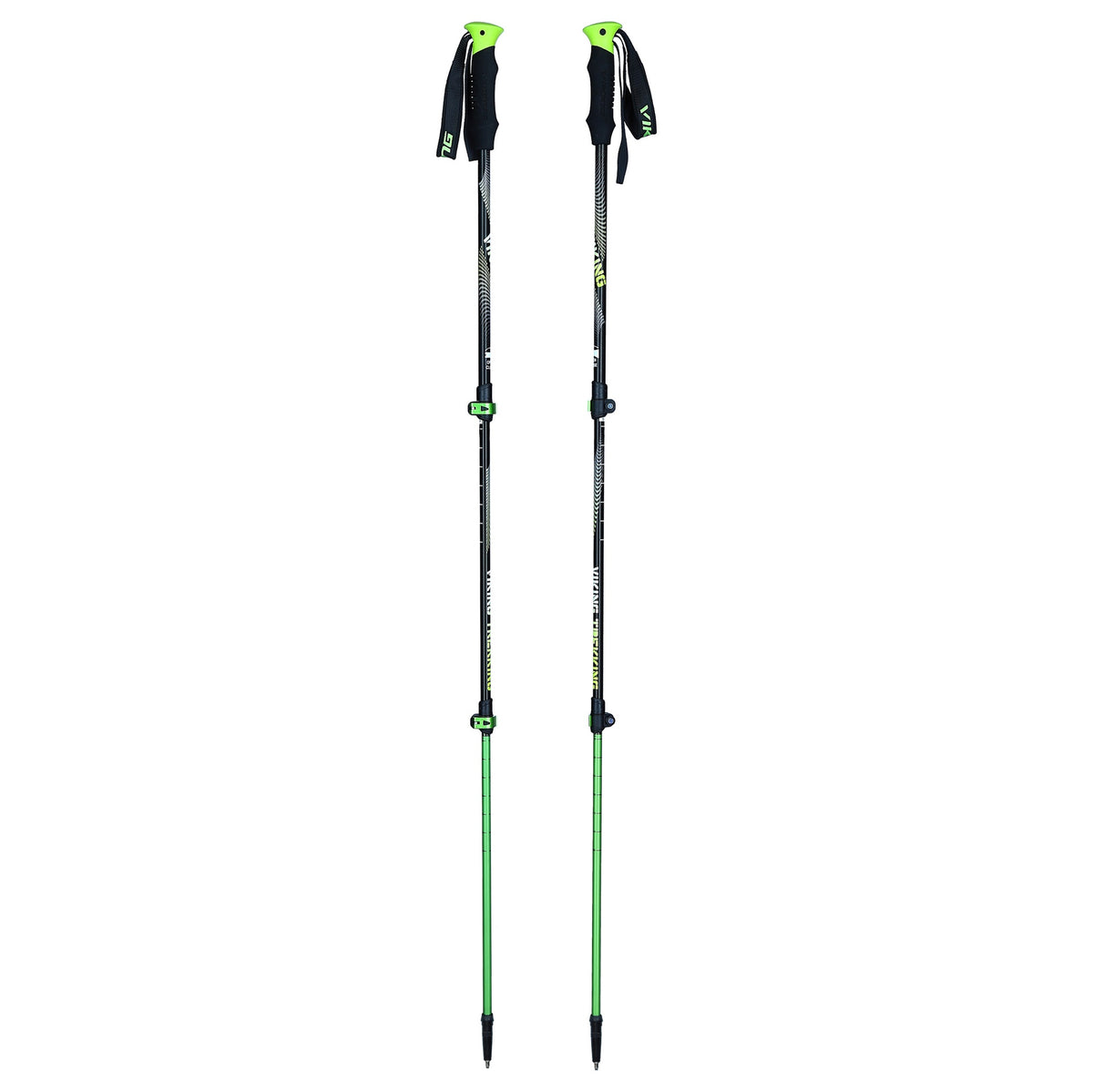 turistické hole Viking KIVI black/lime