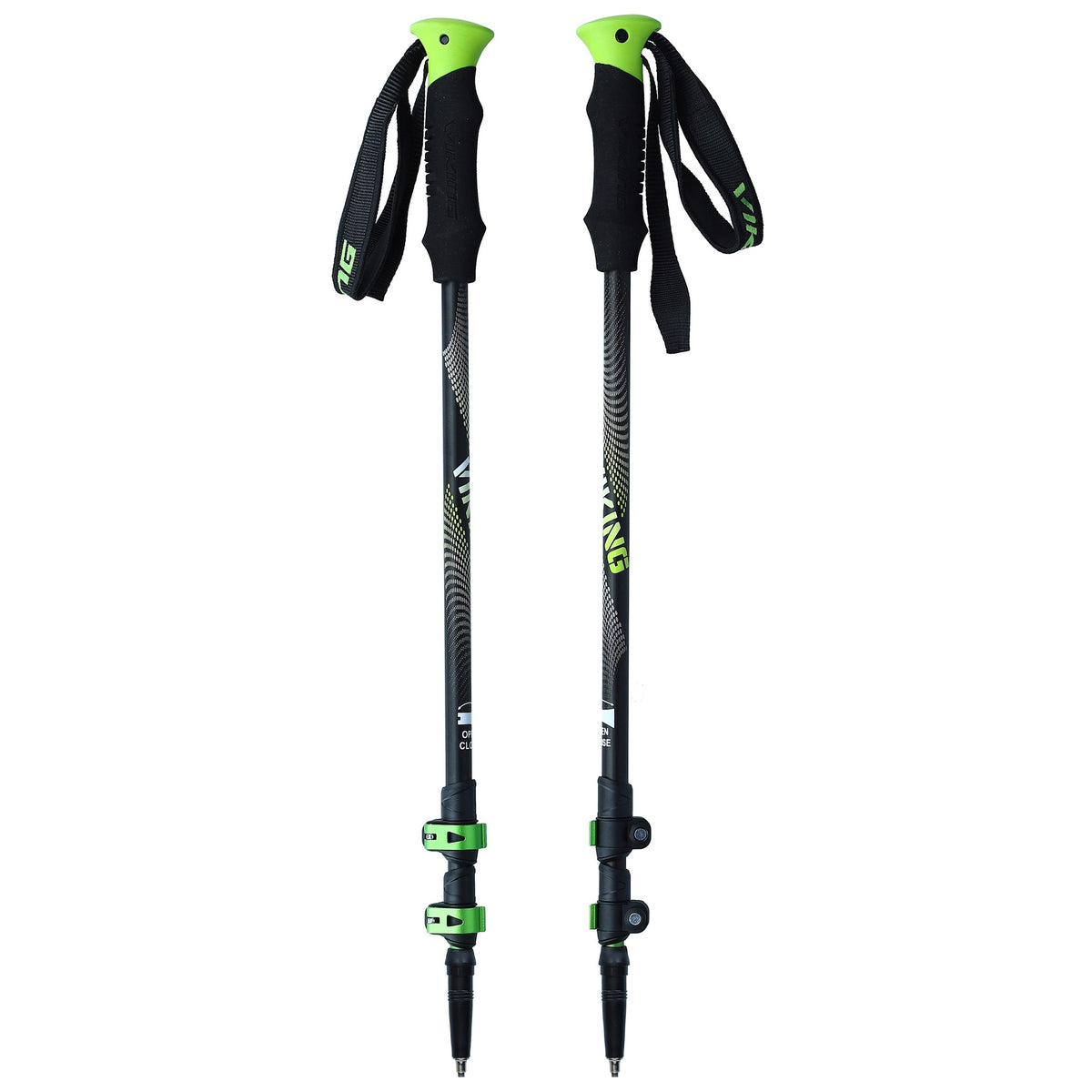 turistické hole Viking KIVI black/lime